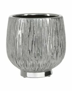 Textured Silver Ceramic Tate Small Planter