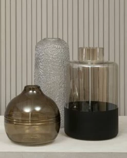Two Tonal Glass Bottle Vase With Smoked Top And Black Base -Ideal Shop 9ccc1143 213a 4e50 b6c5 73085b0172a7