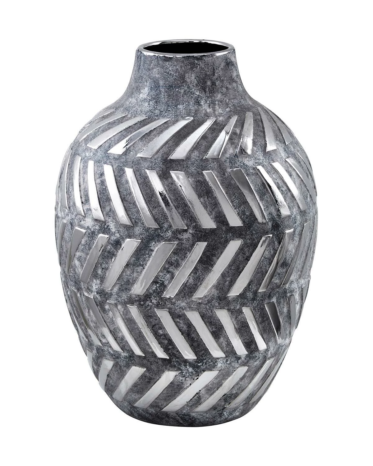 Perth Handcrafted Grey Ceramic Geometric Vase 4 Perth Handcrafted Grey Ceramic Geometric Vase - Image 2