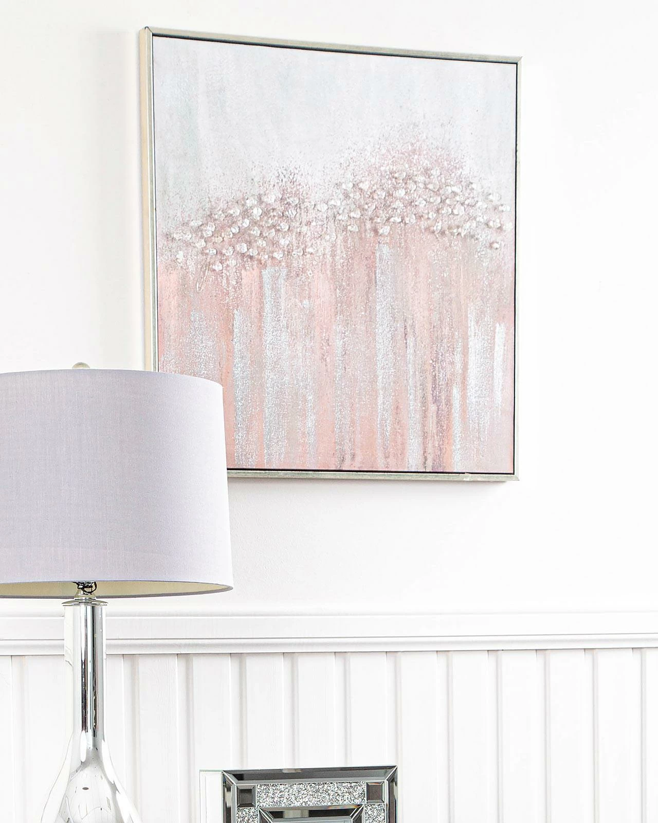 Abstract Pink Textured Canvas With Crystals 4 Abstract Pink Textured Canvas With Crystals - Image 2