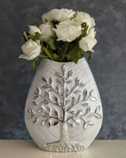 Ideal Tree Of Life 28cm Silver Vase