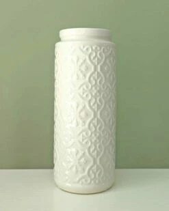 Ideal Cream Moroccan Tile Embossed 24cm Ceramic Vase
