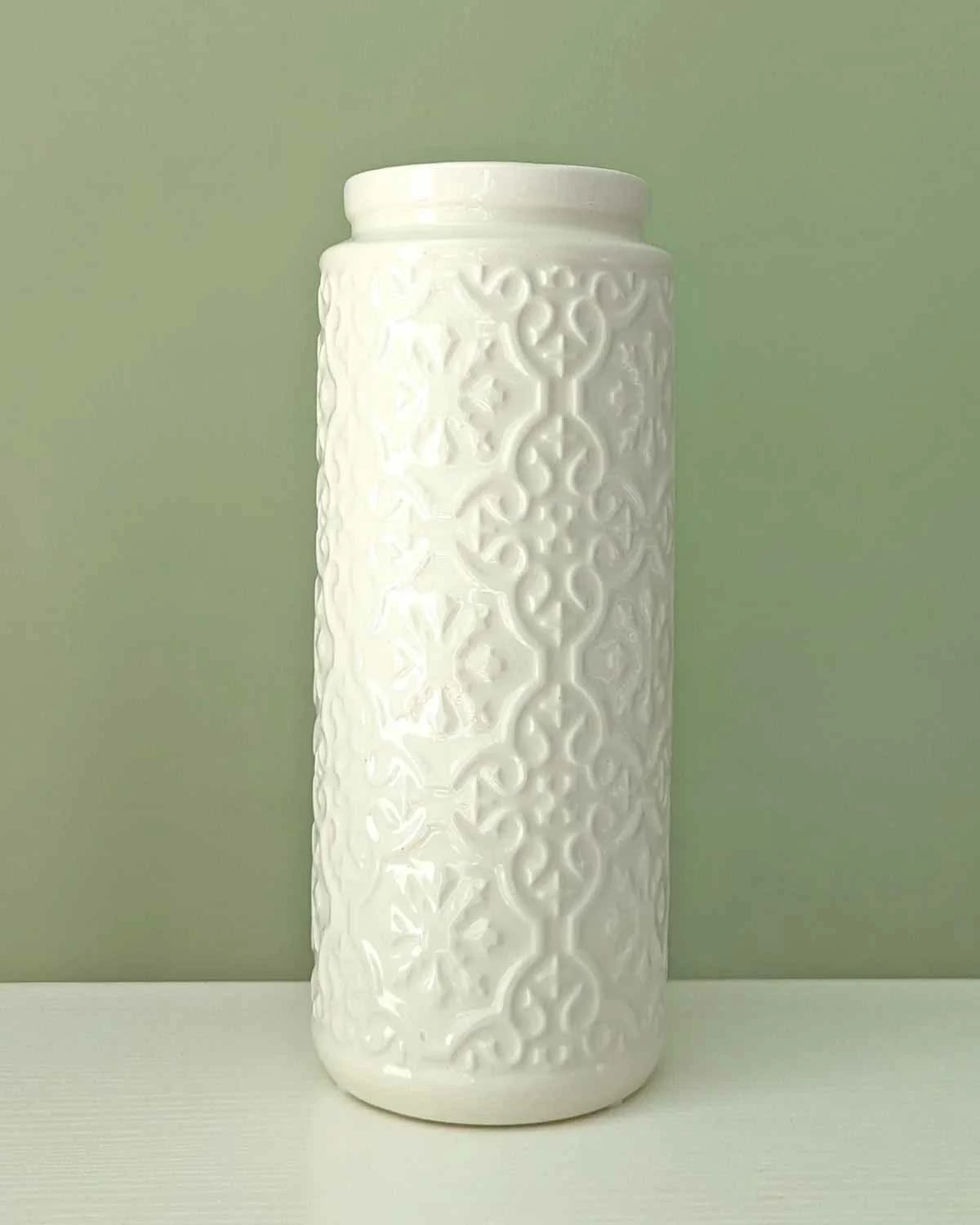 Ideal Cream Moroccan Tile Embossed 24cm Ceramic Vase 3 Ideal Cream Moroccan Tile Embossed 24cm Ceramic Vase