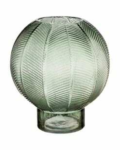 Textured Fern Leaf Design Glass Large Vase