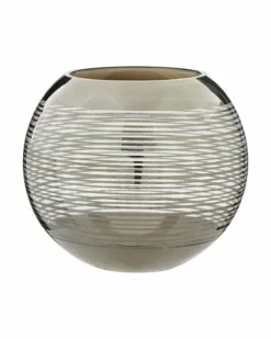 Semi-Transparent Nickel Stripe Glass Large Rounded Vase
