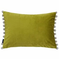 Fiesta Velvet Pom Pom Bamboo & Natural Filled Cushions 14'' X 20''