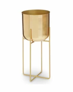 Aliza Warm Metallic Round Planter