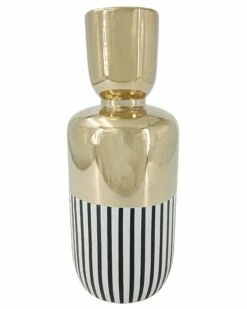 Tall Halley Black & White Stripe Gold Vase -Ideal Shop bede8266 9784 42c5 b512 0cb9a8dcc9be