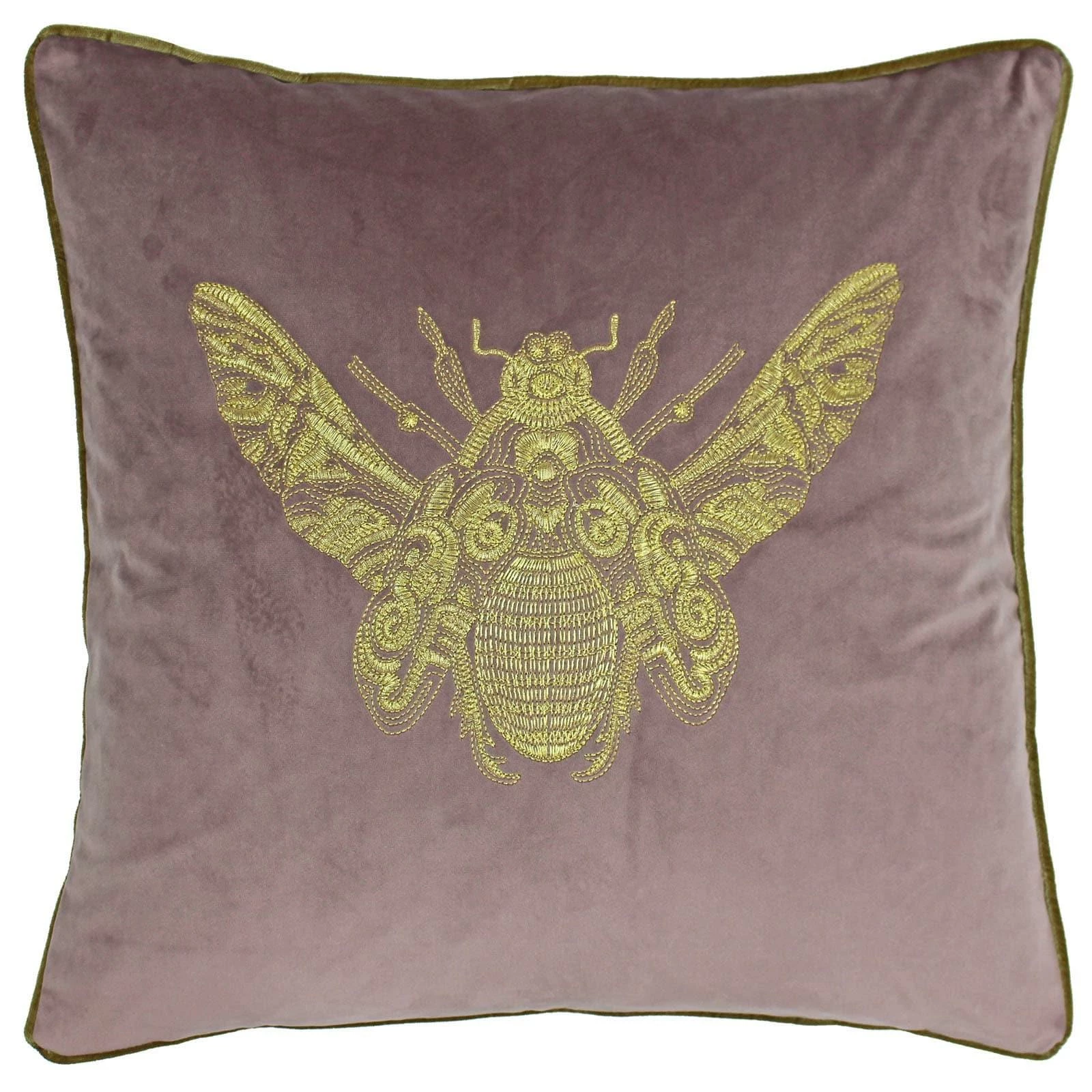 Cerana Embroidered Bee Velvet Dusky Blush Pink Filled Cushions 20'' X 20'' 3 Cerana Embroidered Bee Velvet Dusky Blush Pink Filled Cushions 20'' X 20''