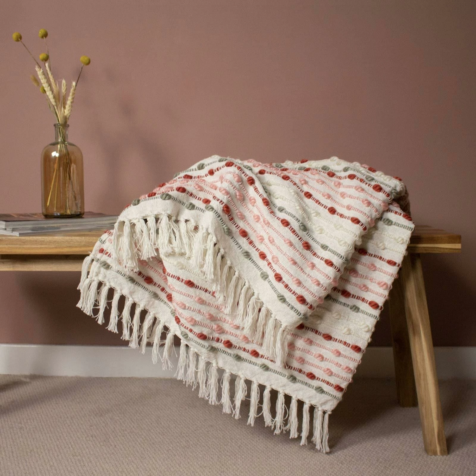 Furn Dhadit Tufted Stripe Throw Blush 130cm X 150cm 3 Furn Dhadit Tufted Stripe Throw Blush 130cm X 150cm