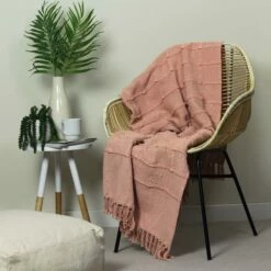 Furn Motti Woven Tufted Stripe Throw Blush 130cm X 180cm