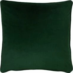 Opulence Soft Velvet Piped Bottle Green Filled Cushions 22'' X 22''