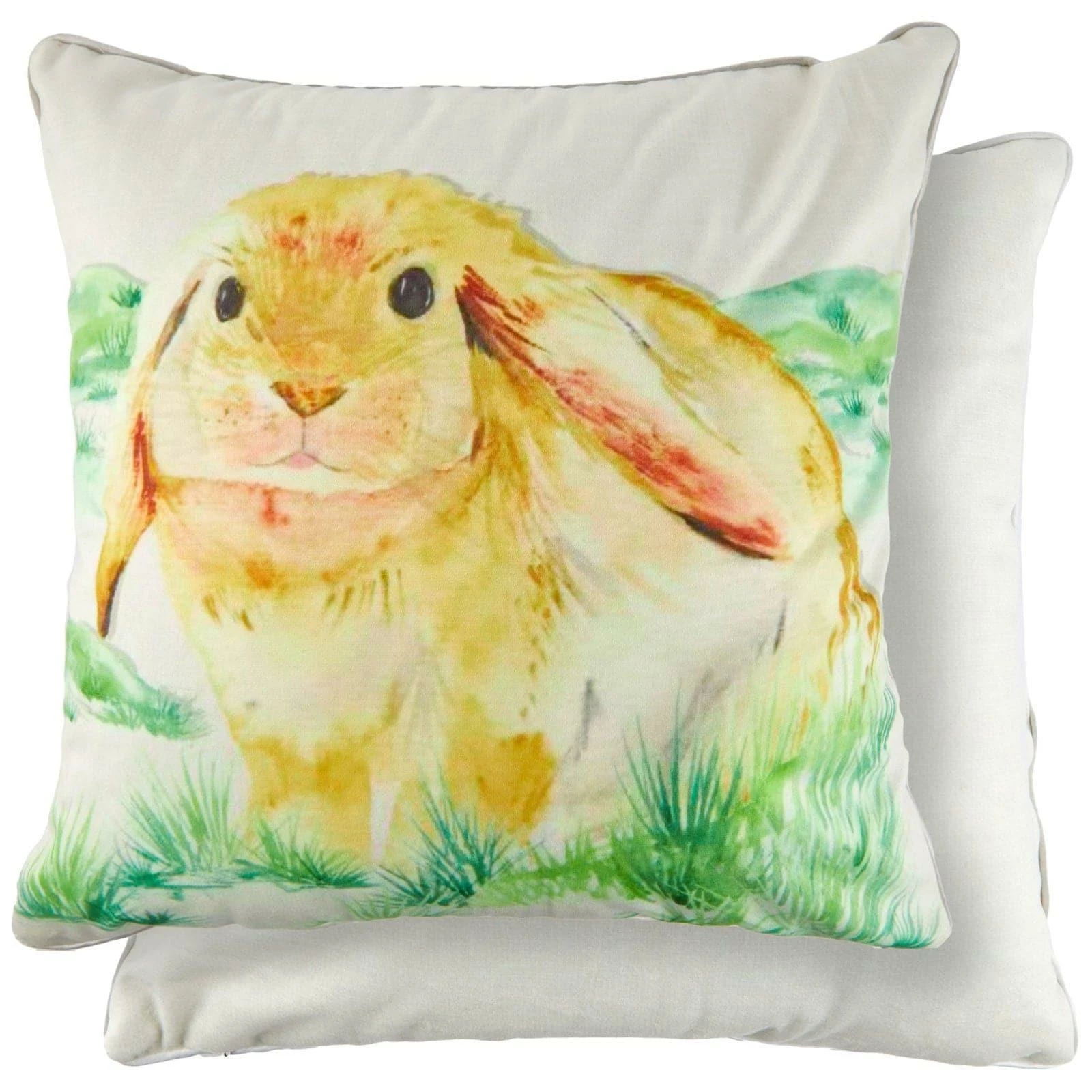Bunny Rabbit Watercolour Velvet Cushion Cover 17" X 17" 4 Bunny Rabbit Watercolour Velvet Cushion Cover 17" X 17" - Image 2