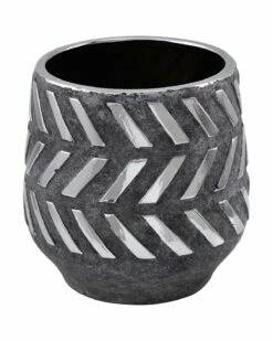 Perth Handcrafted Grey Ceramic Barrel Planter