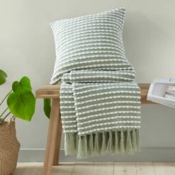 Stab Stitch Tufted Sage Green Throw -Ideal Shop c46d72e5 56ea 4659 a0bb 9eca8bfacc50
