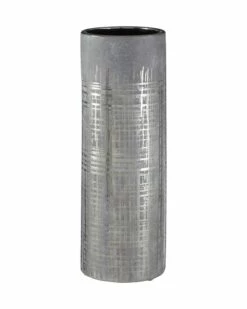 Silver-Etched Cylindrical Distressed Vase