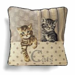 Cats Woven Tapestry Cushion Cover 18" X 18"
