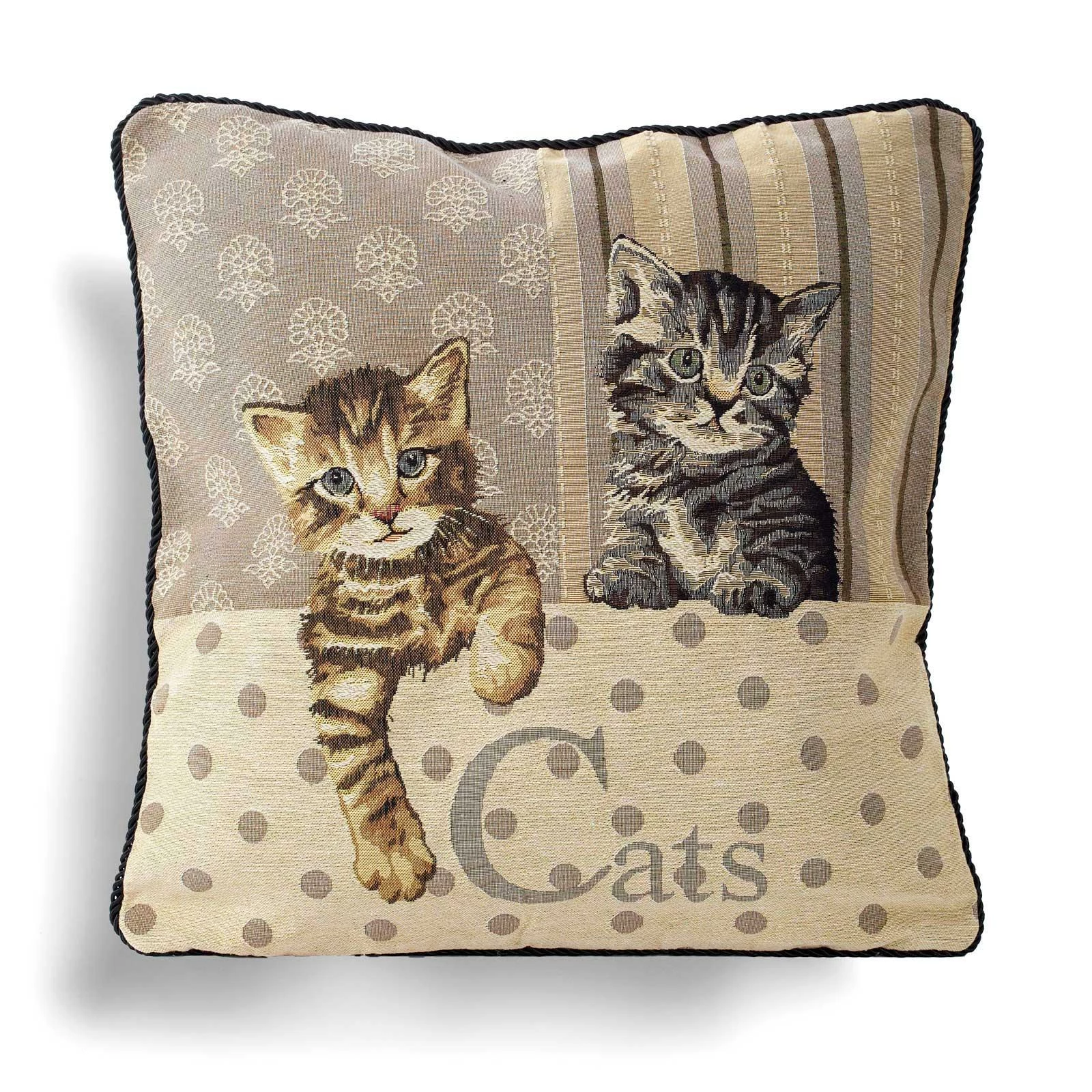 Cats Woven Tapestry Cushion Cover 18" X 18" 3 Cats Woven Tapestry Cushion Cover 18" X 18"