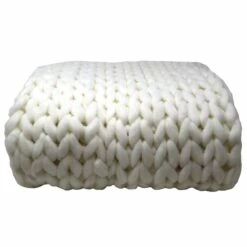Chunky Cable Knit Throw Cream 120cm X 150cm -Ideal Shop cream 2