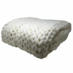Chunky Cable Knit Throw Cream 120cm X 150cm -Ideal Shop cream 3