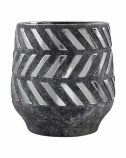 Perth Handcrafted Small Grey Ceramic Barrel Planter
