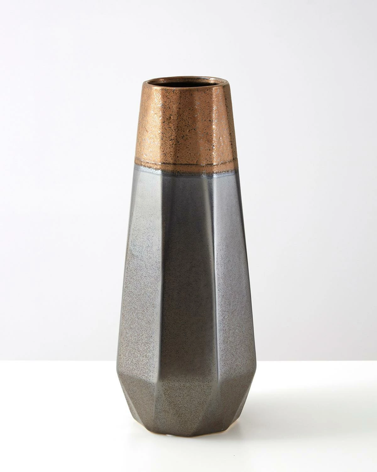 Silver And Copper Jet Geometric Porcelain Vase 4 Silver And Copper Jet Geometric Porcelain Vase - Image 2