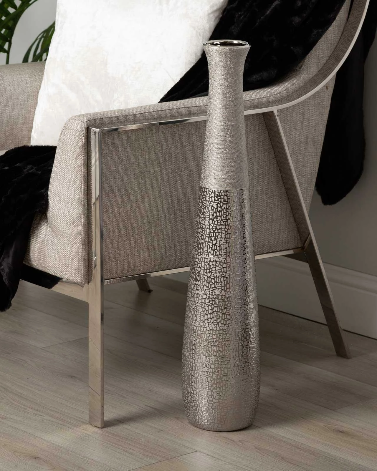 Nova Silver Fluted Floor Vase 3 Nova Silver Fluted Floor Vase