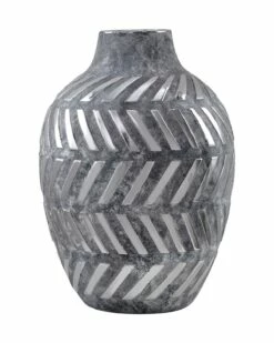 Perth Handcrafted Grey Ceramic Geometric Vase
