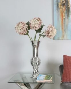Tall Silver Glass Trumpet Vase