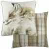 Watercolour Fox Tartan Check Natural Cushion Covers 17'' X 17'' -Ideal Shop fox 1 47b91c72 2587 468d 9663 757d32e64f09
