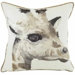 Safari Giraffe Watercolour Painting Print Filled Cushions 17'' X 17''