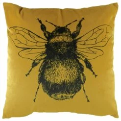 Gold Bee Velvet Gold Cushion Cover 17'' X 17''