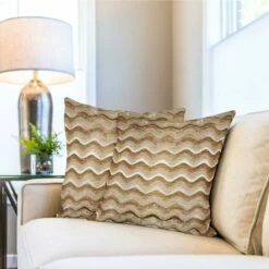 Sinead Chenille Wave Gold Cushion Cover 17'' X 17''