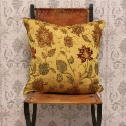 Zurich Floral Jacquard Gold Cushion Covers 18'' X 18''