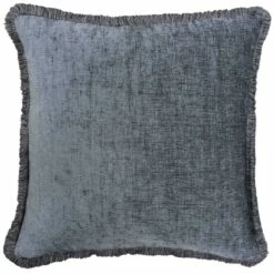 Astbury Fringed Chenille Grey Filled Cushions 20'' X 20''