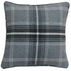 Aviemore Tartan Check Grey Filled Cushions 18'' X 18''