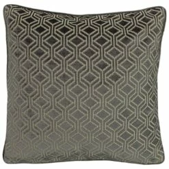 Avenue Geometric Velvet Grey Filled Cushions 18'' X 18''