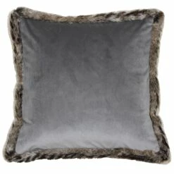 Kiruna Faux Fur Velvet Grey Cushion Covers 18'' X 18''
