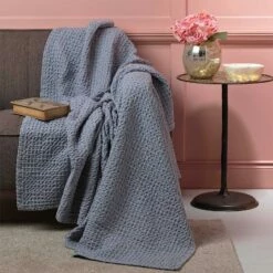 Mallory Luxury Honeycomb Waffle Throw Grey