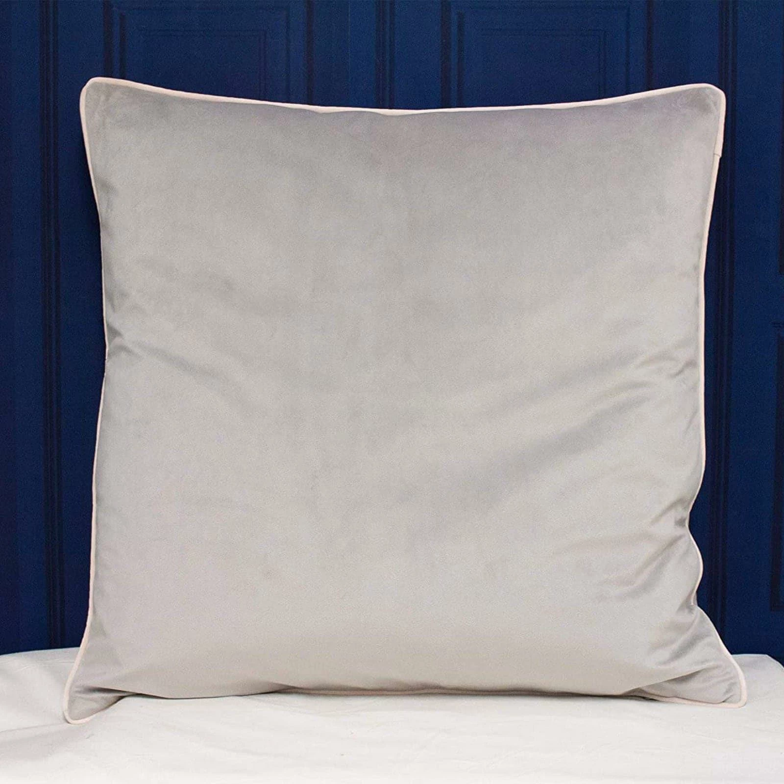 Meridian Piped Velvet Grey & Blush Pink Filled Cushions 22'' X 22'' 4 Meridian Piped Velvet Grey & Blush Pink Filled Cushions 22'' X 22'' - Image 2