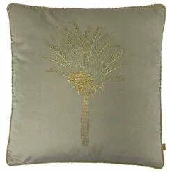 Furn Desert Palm Embroidered Velvet Ivory Cushion Cover 20'' X 20''