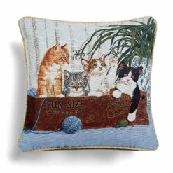 Kittens Woven Tapestry Cushion Cover 18" X 18"