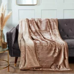 So Soft Faux Fur Mink Throw Latte