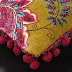 Malisa Indian Paisley Velvet Lemon Curry Filled Cushions 20'' X 20'' -Ideal Shop lemon 3 da286f21 764e 4f49 ba89 88bfc2b59042