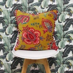 Malisa Indian Paisley Velvet Lemon Curry Filled Cushions 20'' X 20'' -Ideal Shop lemon 4 7473a323 49c8 42f0 91d4 8c5d2b126888