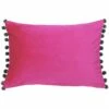 Fiesta Velvet Pom Pom Magenta & Grey Cushion Covers 14'' X 20'' -Ideal Shop magentagrey 1
