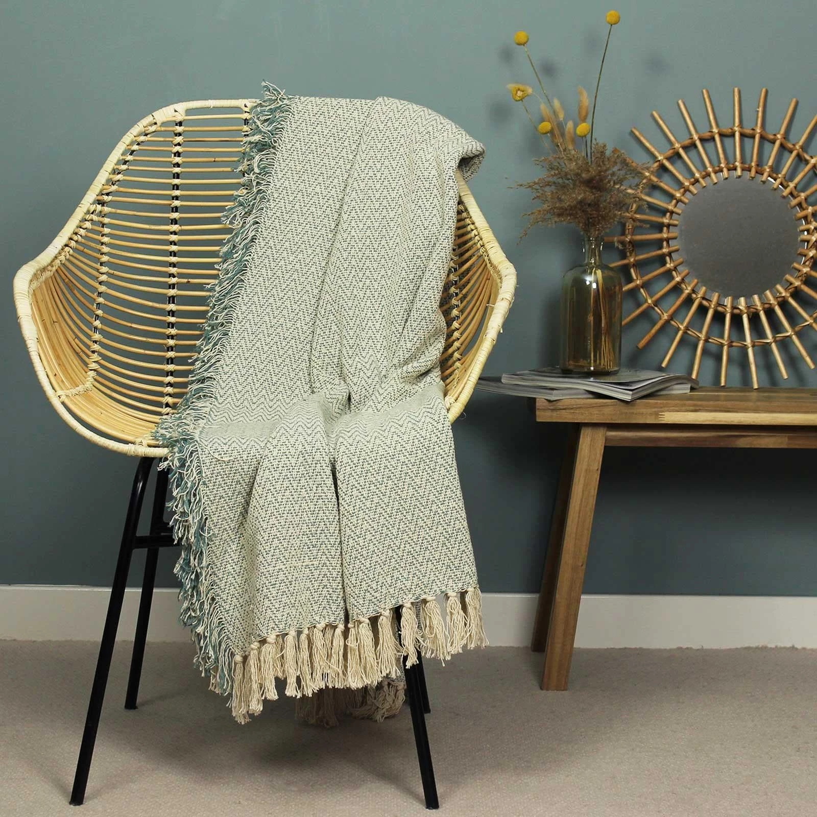 Furn Jasper Herringbone Weave Throw Marine 3 Furn Jasper Herringbone Weave Throw Marine