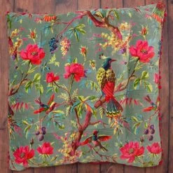 Paradise Tropical Chinoiserie Velvet Mineral Large Floor Filled Cushion -Ideal Shop mineral 7