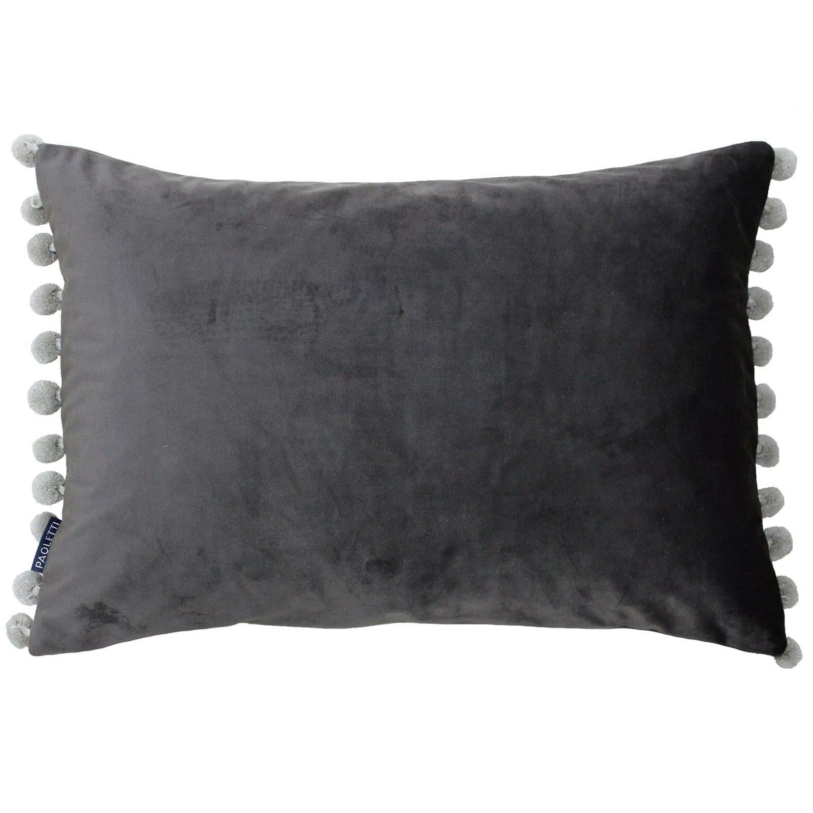 Fiesta Velvet Pom Pom Mink & Silver Filled Cushions 14'' X 20'' 3 Fiesta Velvet Pom Pom Mink & Silver Filled Cushions 14'' X 20''