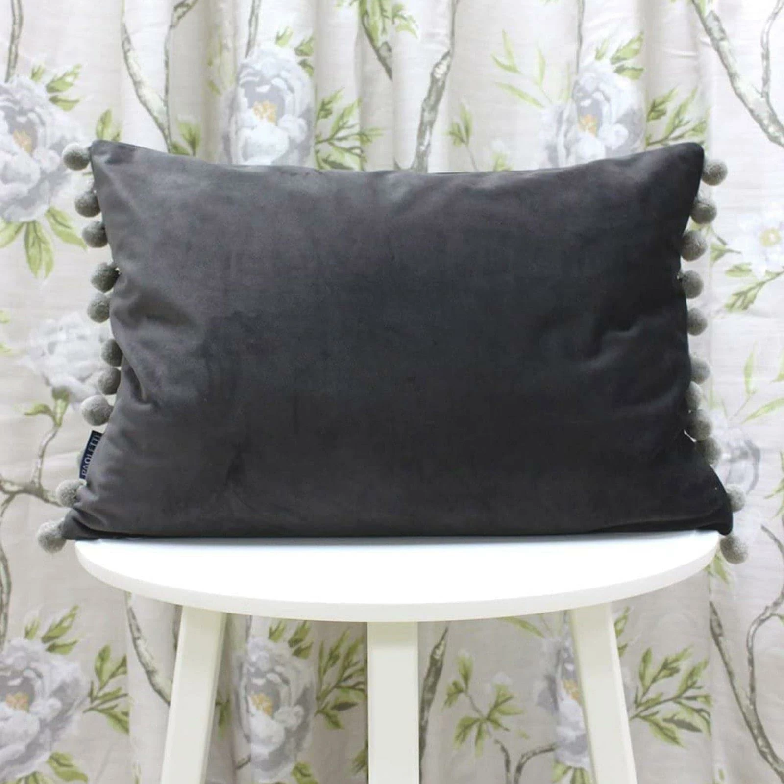 Fiesta Velvet Pom Pom Mink & Silver Filled Cushions 14'' X 20'' 5 Fiesta Velvet Pom Pom Mink & Silver Filled Cushions 14'' X 20'' - Image 3